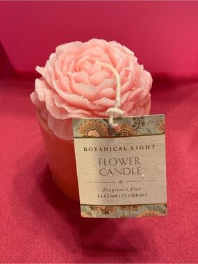 Pink Flower Candle - Fragrance Free